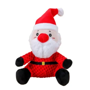 Wholesale custom plush Santa Claus dog toy with durable textured fabric and squeaker, manufactured by Wehao Pets for B2B holiday pet supplies.