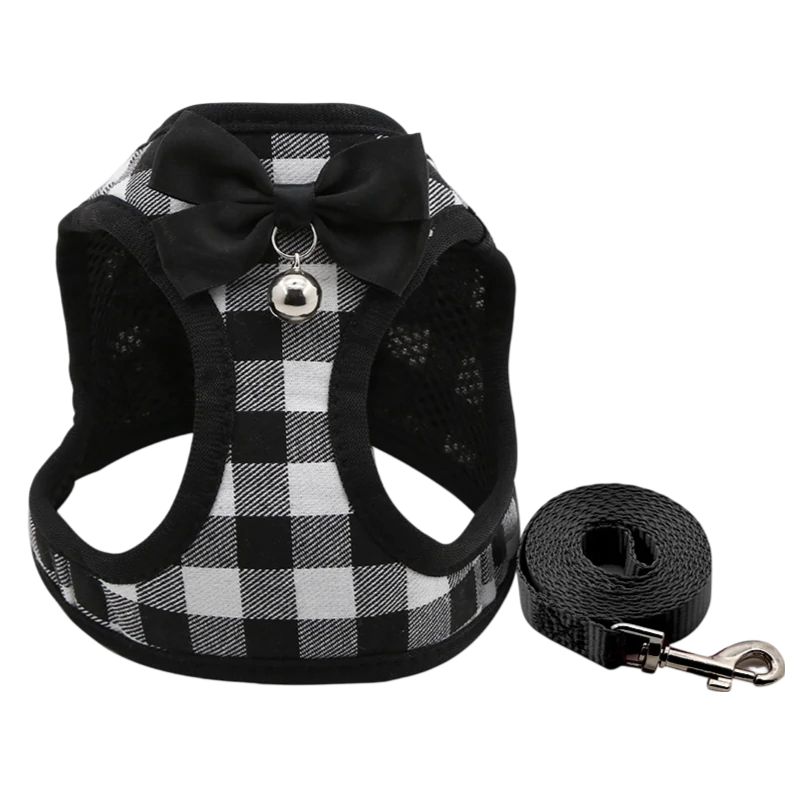 Custom Plaid Cat Harness & Leash Set with Bow | Wholesale Pet Vest - Image 2