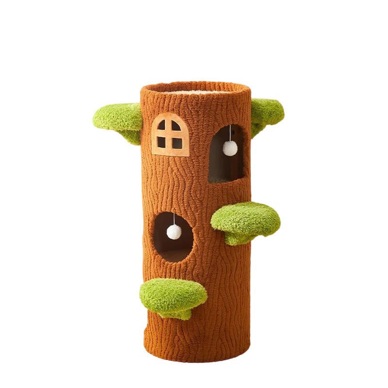 Custom Tree Trunk Cat Condo & Bed | Wholesale Multi-Tier Cat Tree - Image 3