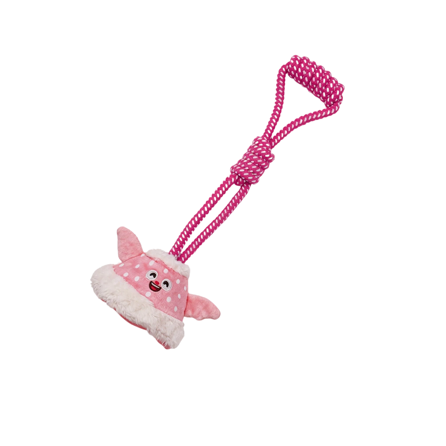pink custom cotton rope tug dog toy with flying wings plush, manufactured by Wehao Pets for interactive play and safe chewing.