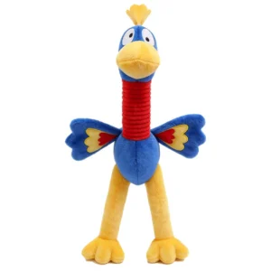 Custom pelican plush dog toy with built-in squeaker and crinkle paper neck, manufactured by Wehao Pets direct factory.