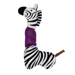 Custom zebra plush cat toy featuring built-in catnip and a natural silvervine tail, manufactured by Wehao Pets direct factory.
