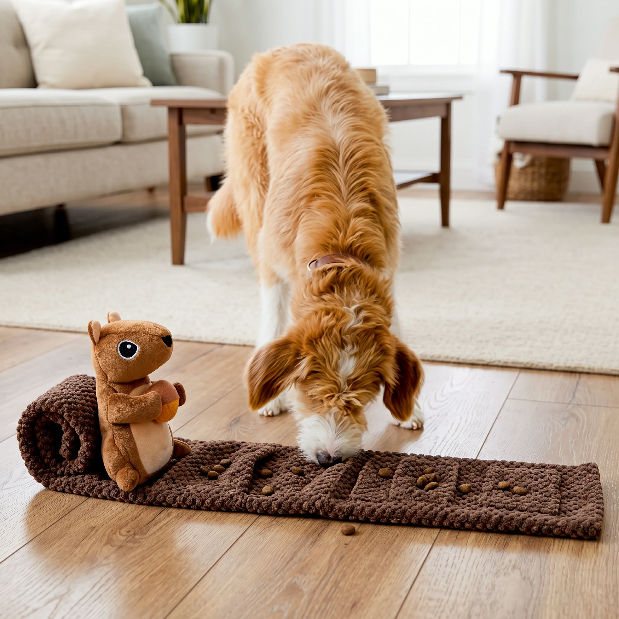 A smart dog engaging with an interactive puzzle dog toy, designed for mental stimulation and slow dispensing by Wehao Pets factory.
